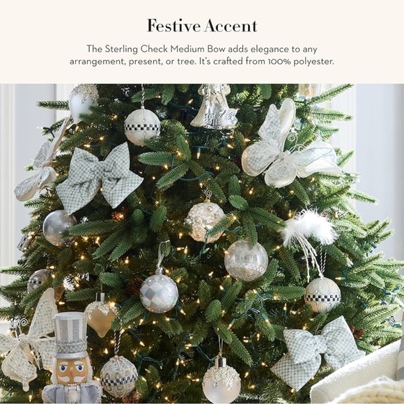 Mackenzie-Childs 🌟 Sterling Check Large Plush Bow 🎊 - Picture 9 of 11